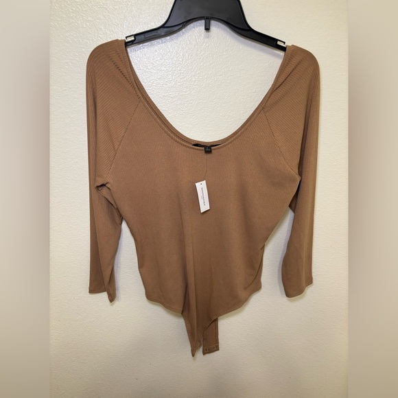 Banana Republic Tops - Banana Republic tan Long Sleeve Bodysuit